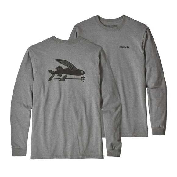 T-Shirt - Gravel Heather - Uomo - Ms L/S Flying Fish Responsibili-Tee  Patagonia